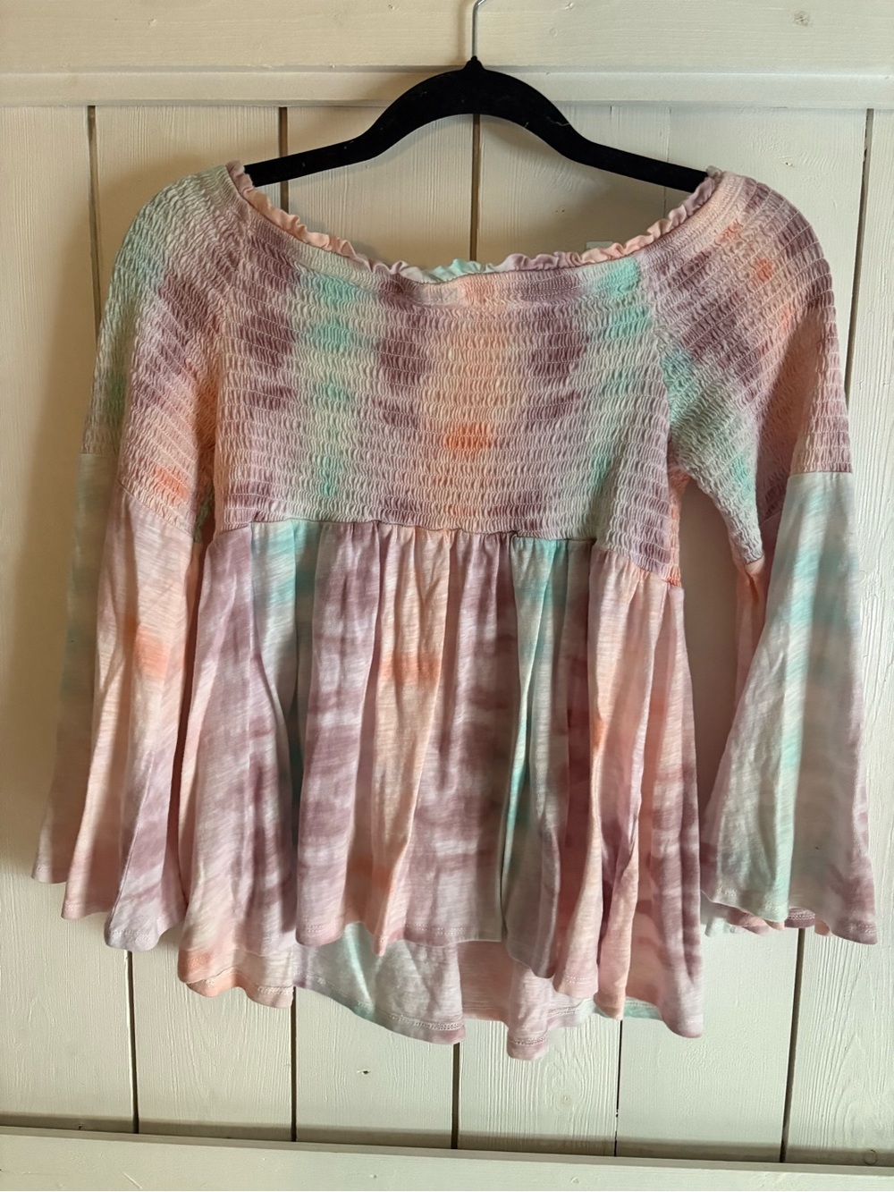 torrid size 00 Pastel Tie-Dye Smocked Peasant Top - Picture 4 of 4